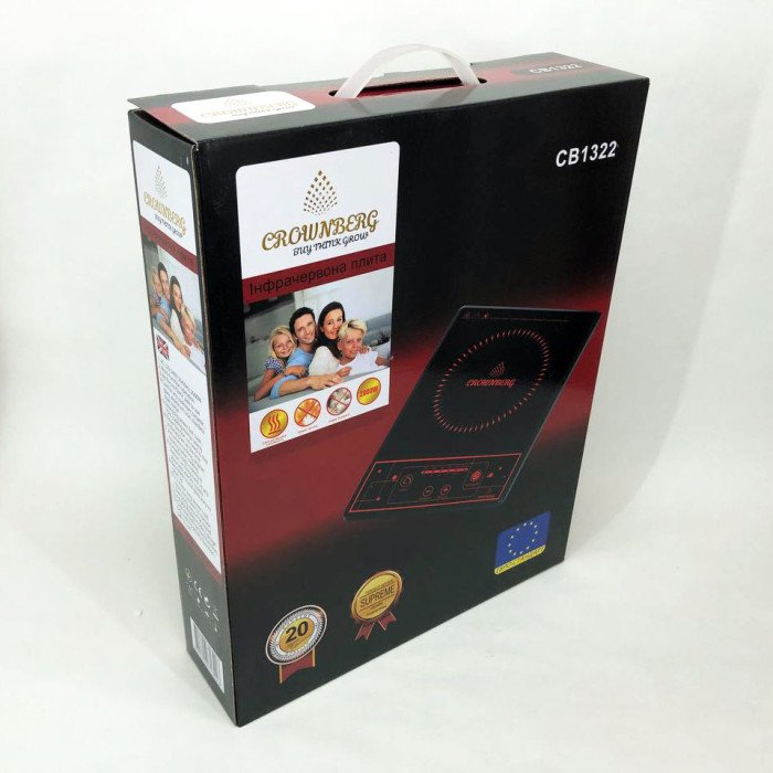 Плита настільна інфрачервона Crownberg CB-1322 одна комфорка 2000Вт