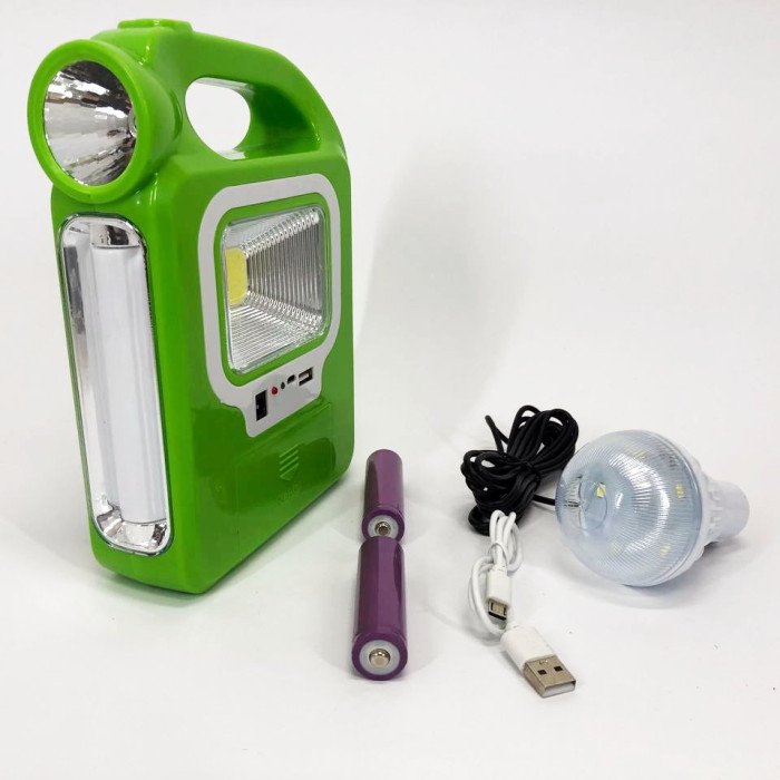 Ліхтар кемпінг переносний 6399А - LED+COB, power bank, 2x18650, сонячна батарея. Колір: зелений