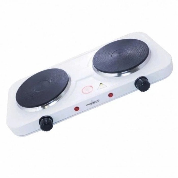 Плита електрична настільна побутова Crownberg CB-3746 двоконфоркова дискова кухонна плита 2000 Вт