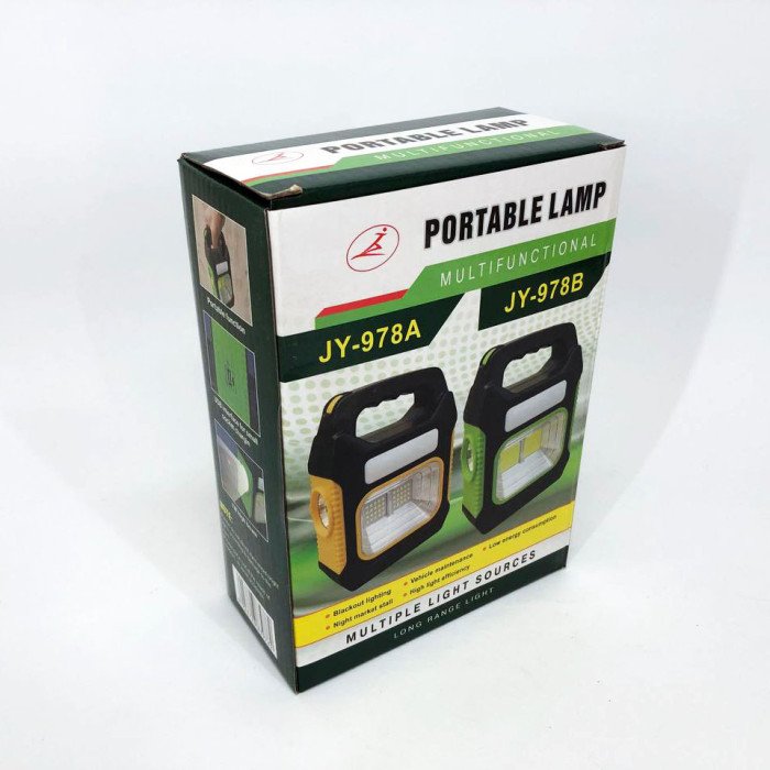 Портативний ліхтар лампа JY-978B акумуляторний із сонячною панеллю + Power Bank. Колір: зелений