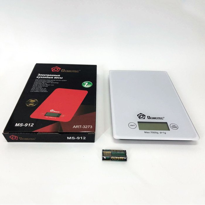 Ваги кухонні DOMOTEC MS-912 Glass, електричні кухонні ваги, точні кухонні ваги. Колір: білий