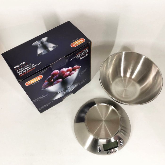 Ваги кухонні на 5 кг з нержавіючої сталі MAGIO MG-695, ваги міні, Ваги кухонні зі знімною чашею