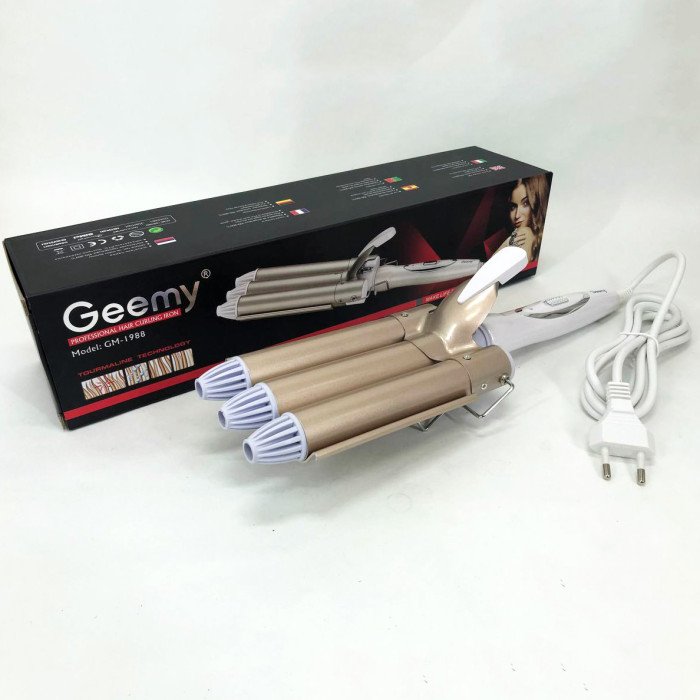 Плойка потрійна хвиля GEMEI GM-1988-25 керамічне покриття з регулювань температури