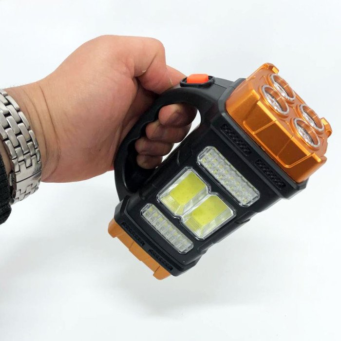 Переносний світлодіодний ліхтар-повербанк на сонячній батареї HB-2678 25W+2COB. Колір: помаранчевий