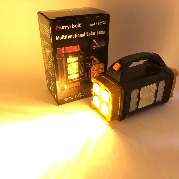 Переносний світлодіодний ліхтар-повербанк на сонячній батареї HB-2678 25W+2COB. Колір: помаранчевий