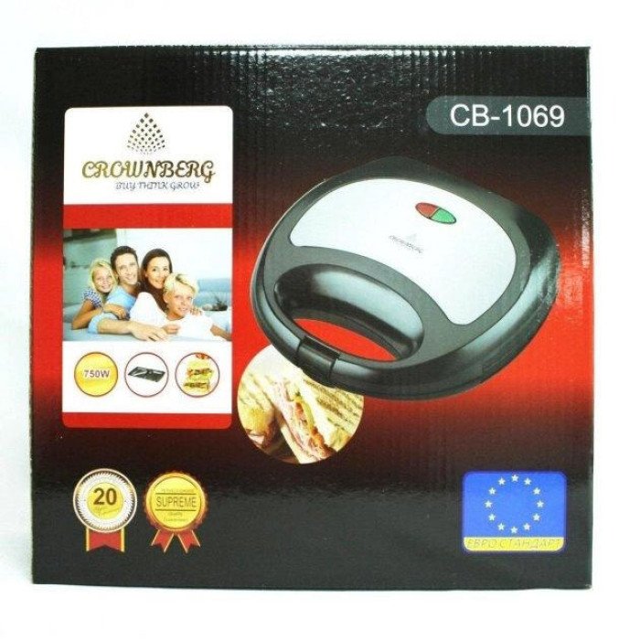Сендвічниця Crownberg CB-1069 Бутербродниця, бутербродниця гриль сендвічниця, електробутербродниця