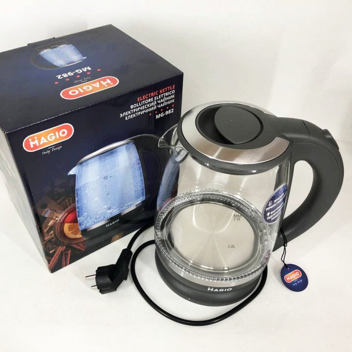 Електрочайник 2 л Magio MG-982 2200 Вт, електрочайники з підсвічуванням, Чайник дисковий, гарний електричний 