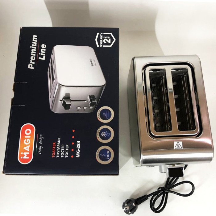 Тостер Magio MG-284 715 Вт, тостер для 2 грінок, електричний горизонтальний тостер, універсальний тостер