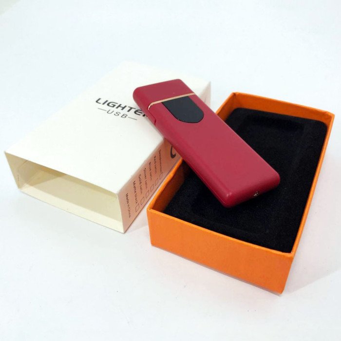 Електрозапальничка USB ZGP ABS, сенсорна електрична запальничка спіральна. Колір: червоний