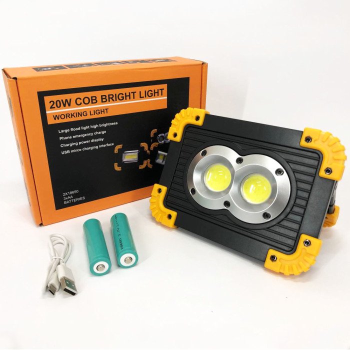 Прожектор світлодіодний X-Balog L802-20W-2COB+1W, ліхтар прожектор світильник, аварійна лампа