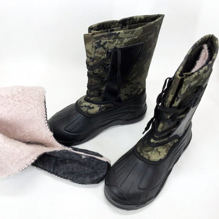 Чоботи чоловічі утеплені Розмір 44, чоботи гумові зимовий утеплювач, черевики Колір: зелений піксель