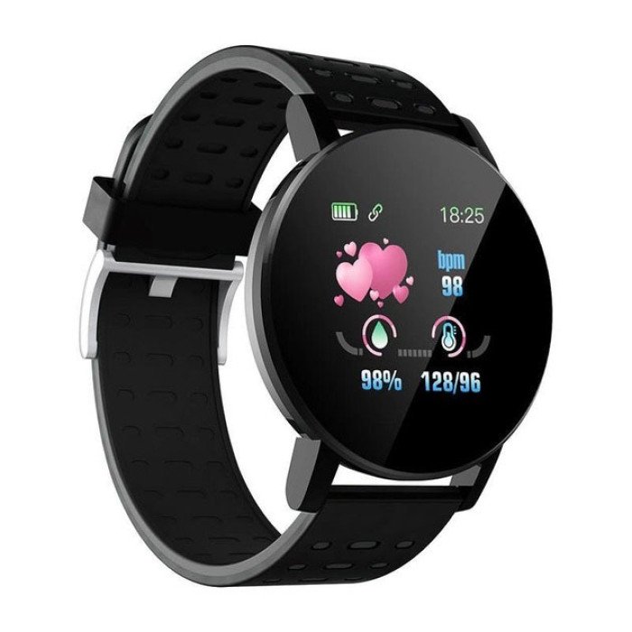Фітнес трекер розумний смарт годинник UWatch 119 Plus з крокоміром. Колір: чорний