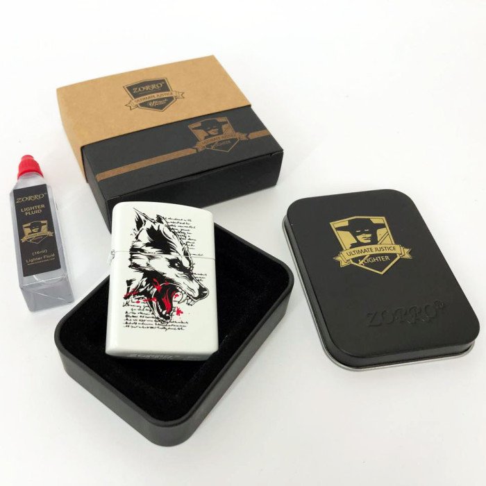 Запальничка бензинова Zorro HL-341, подарункова запальничка сувенірна, запальничка в подарунковому футлярі