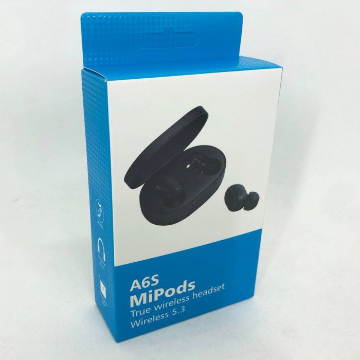 Навушники бездротові блютуз TWS MiPods A6S True, бездротові навушники для смартфона. Колір чорний