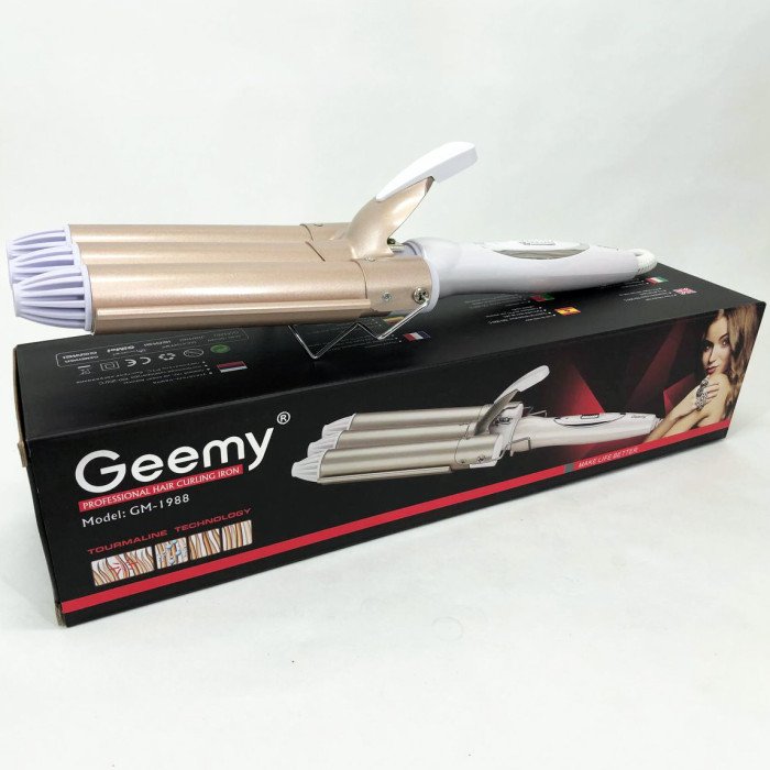 Плойка потрійна хвиля GEMEI GM-1988-25 керамічне покриття з регулювань температури