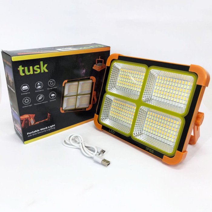 Потужний ліхтар - прожектор із сонячною панеллю та функцією Power bank Solar LED light 12000 mAH