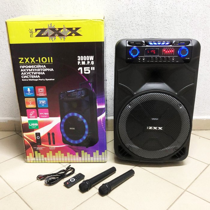 Професійна акумуляторна акустична система ZXX-1011 800 Вт 15