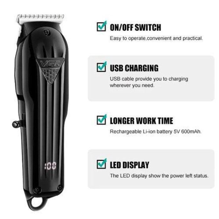 Машинка для стрижки волосся VGR V-982 LED Display, професійна електробритва, підстригальна машинка
