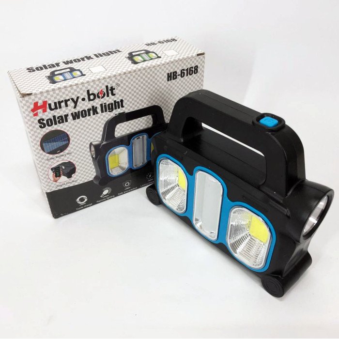 Ліхтар ручний на сонячній батареї 3в1 HB-6168-LED+2COB з боковою лампою, на 3 режими (з функцією Power Bank)