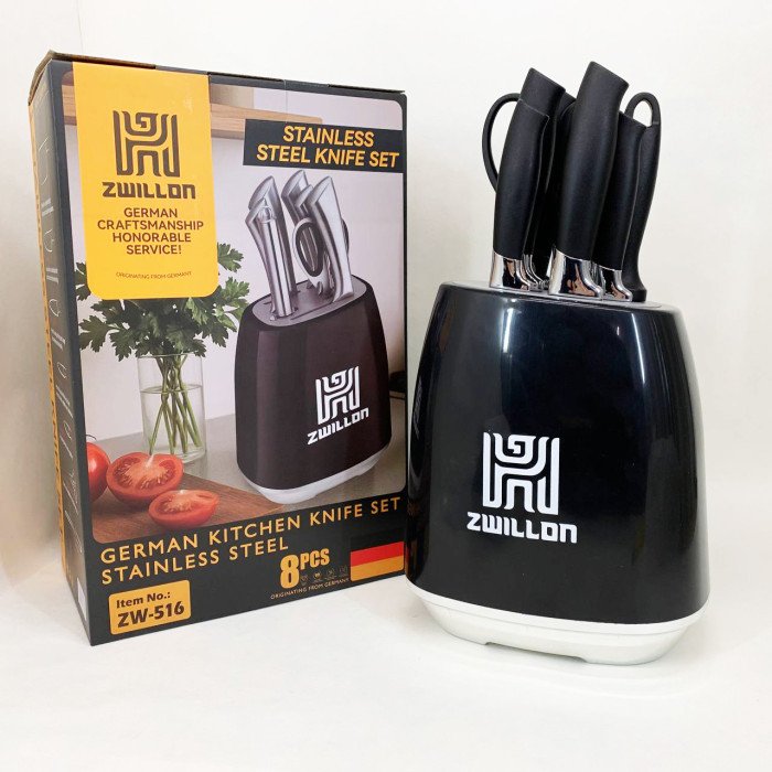 Набір ножів із нержавіючої сталі з основою Rainberg RB-2330 Black