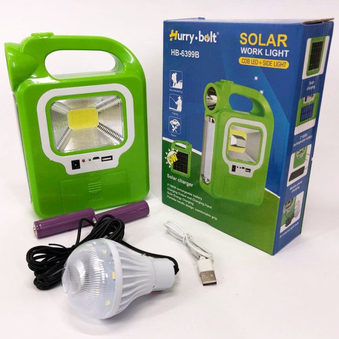Ліхтар кемпінг переносний 6399А - LED+COB, power bank, 2x18650, сонячна батарея. Колір: зелений