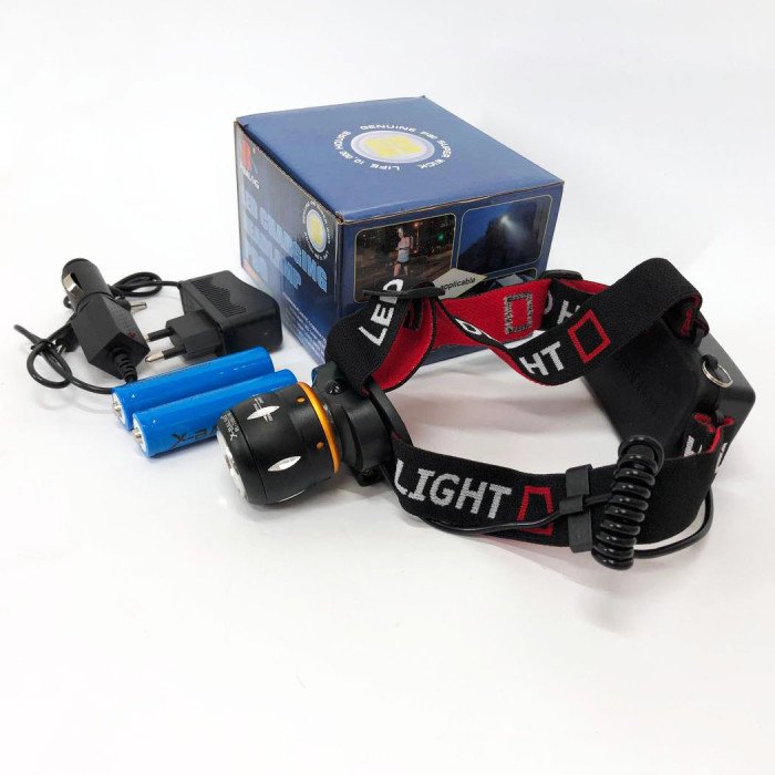 Ліхтар налобний світлодіодний водонепроникний з 2 акумуляторами Bailong BL-T06B-P90, головний ліхтарик