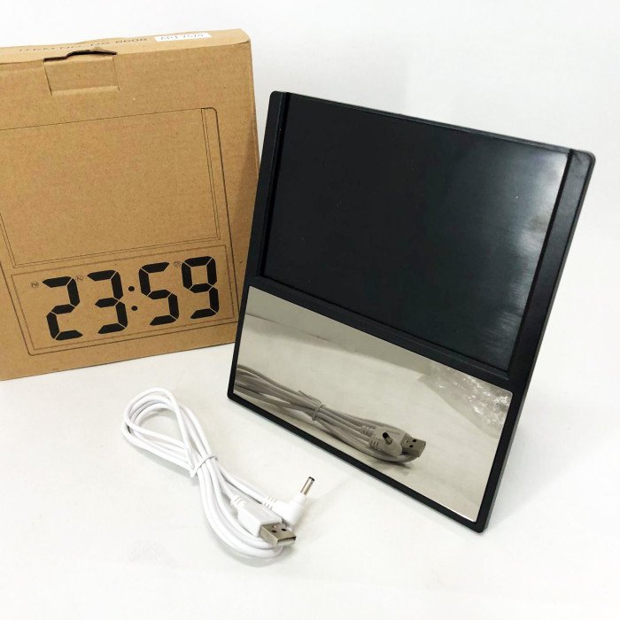 Електронний дротовий настільний цифровий годинник DS-6608 з фоторамкою, зелене підсвічування. Колір: чорний