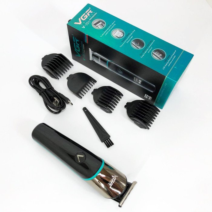 Професійна машинка для стрижки волосся триммер VGR V-291 з насадками, електробритва. Колір: зелений