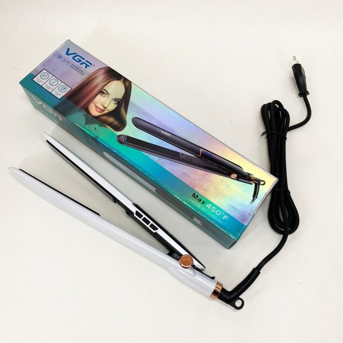 Праска для волосся VGR V-515 WHITE з РК-дисплеєм керамічний стайлер для вирівнювання волосся та завивки