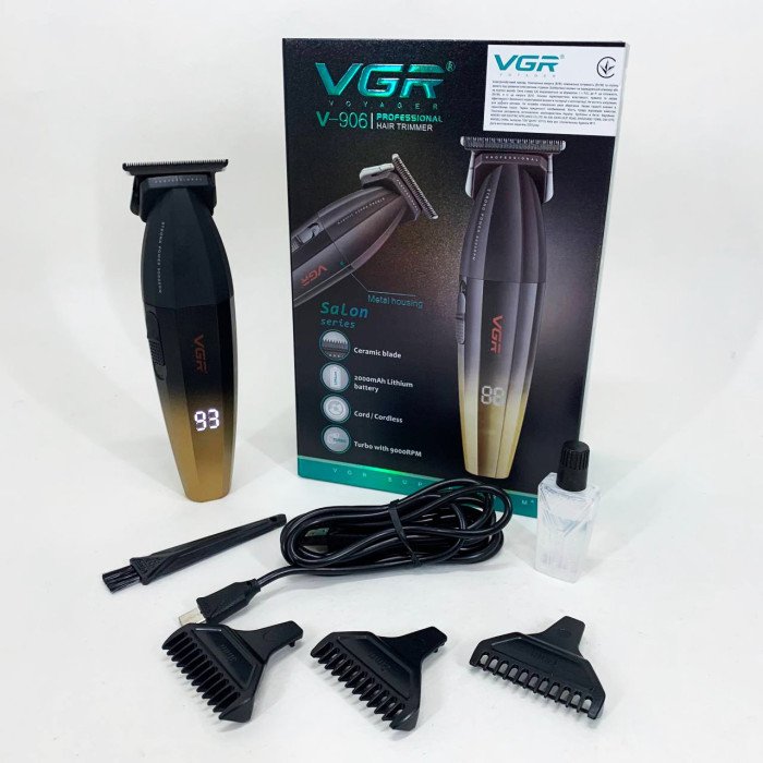 Машинка для стрижки волосся VGR V-906 тример для окантовки та стрижки бороди. Колір: жовтий