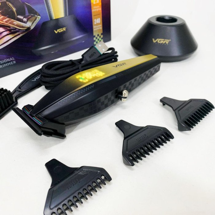 Машинка для стрижки волосся з потужним мотором XPRO VGR V-992 GOLD з насадками 1-2-3 мм