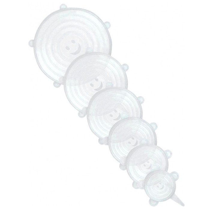 Набір силіконових кришок для посуду 6 шт універсальні. Колір білий