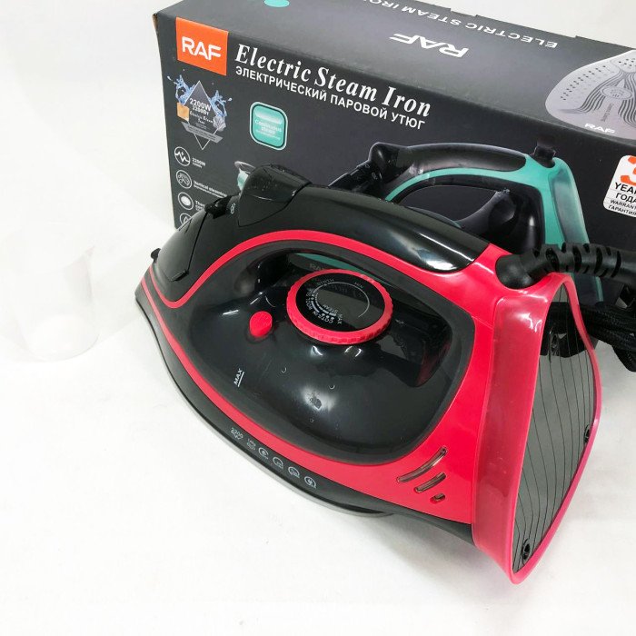 Праска парова RAF R.1250 з керамічною підошвою та функцією самоочищення 2200 Вт. Колір: червоний