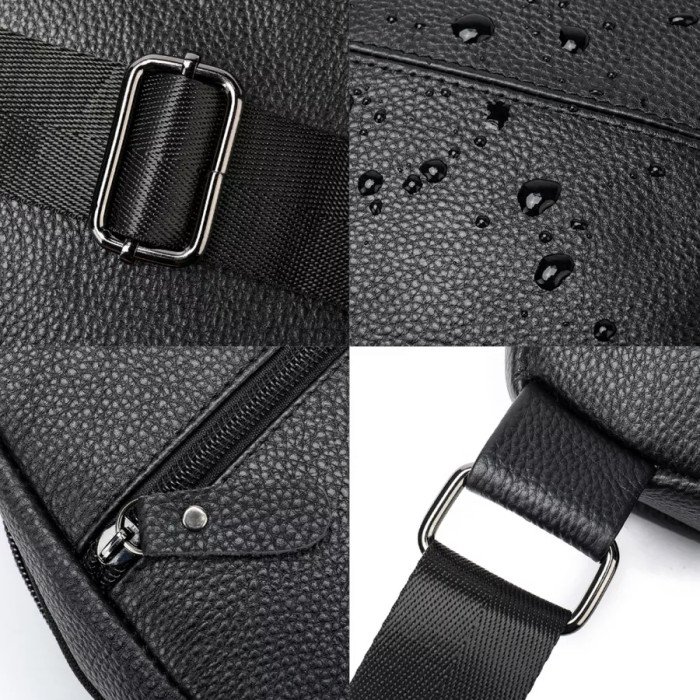 Стильна чоловіча шкіряна сумка через плече, натуральна шкіра флотар, якісна фурнітура