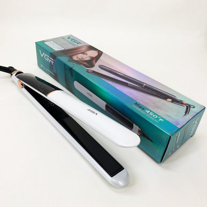 Праска для волосся VGR V-515 WHITE з РК-дисплеєм керамічний стайлер для вирівнювання волосся та завивки