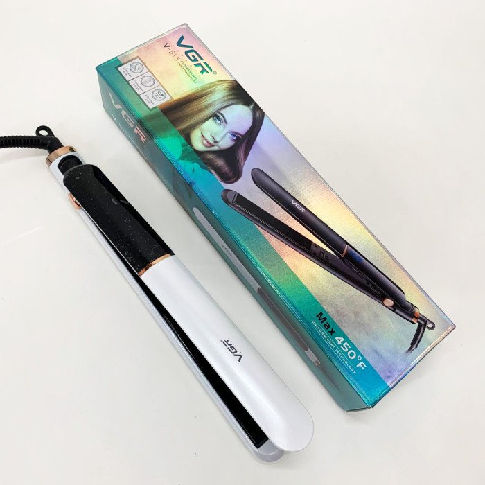 Праска для волосся VGR V-515 WHITE з РК-дисплеєм керамічний стайлер для вирівнювання волосся та завивки