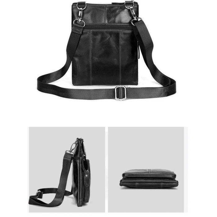 Чоловіча сумка з натуральної італійської шкіри флотар – 5 кишень, міцна фурнітура