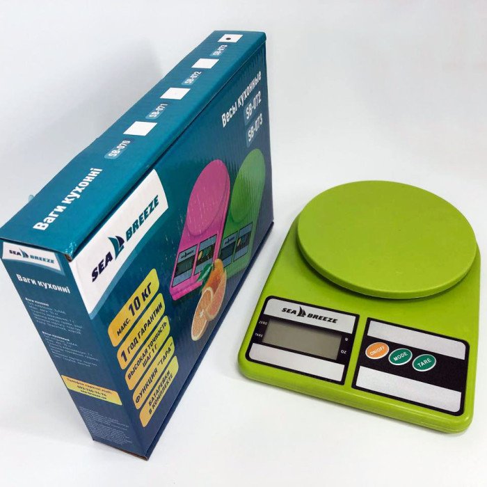 Ваги кухонні SeaBreeze SB-073, Електричні кухонні ваги, Точні кухонні ваги. Колір: зелений