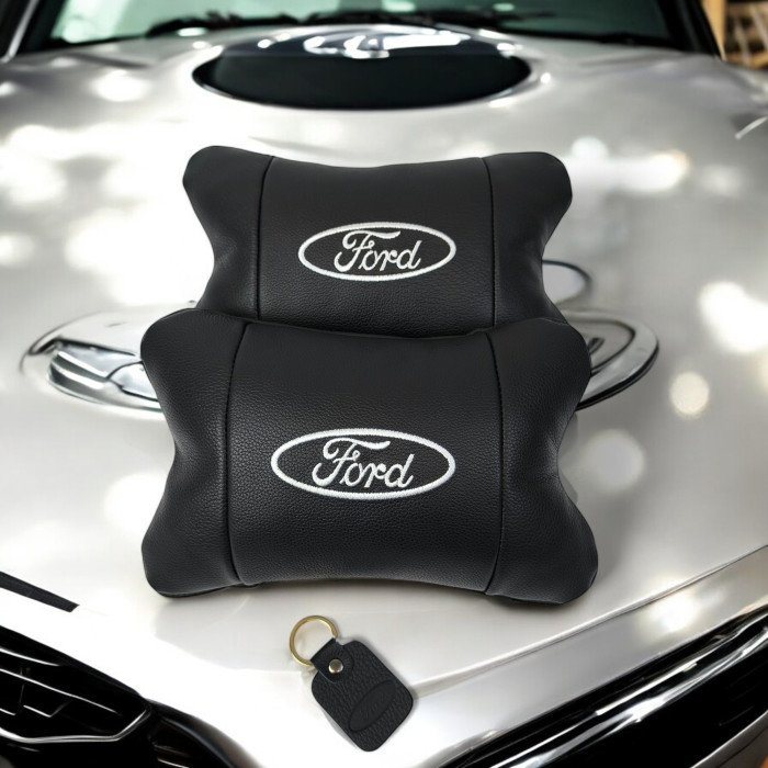 Набір автомобільних подушок 2шт для Ford, натуральна шкіра, стильні підголовники для зручної поїздки Форд