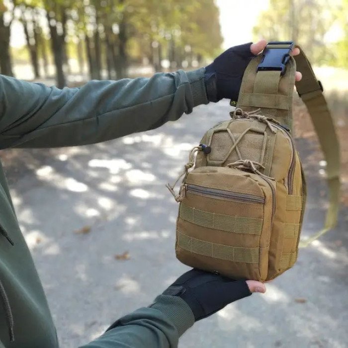 Чоловіча сумка рюкзак слінг, тактична сумка барсетка Нагрудна сумка чоловіча тактична тканинна