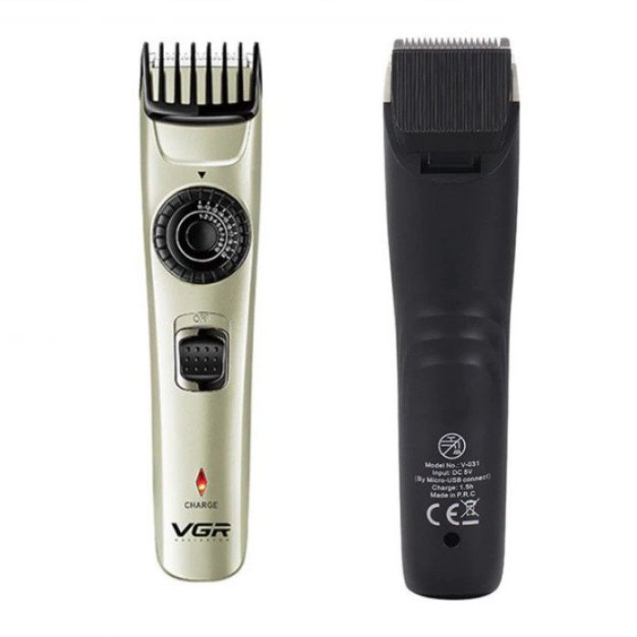 Машинка для стрижки волосся бездротова VGR V-031, тример для бороди вусів 2 насадки, окантувальна машинка