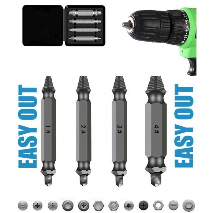 Набір біт екстракторів для викручування шурупів і болтів Easy Out Tool