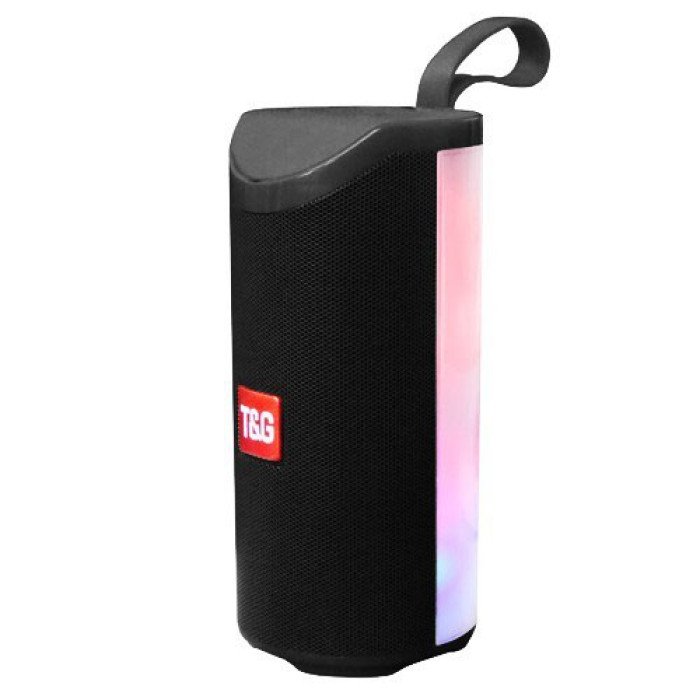 Портативна Bluetooth колонка TG-169 з різнокольоровим підсвічуванням FM-радіо 5Wx2. Колір чорний