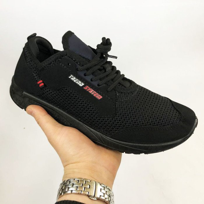 Текстильні кросівки 46 розмір | Літні кросівки з тканинним верхом. Модель 62496. Колір: чорний