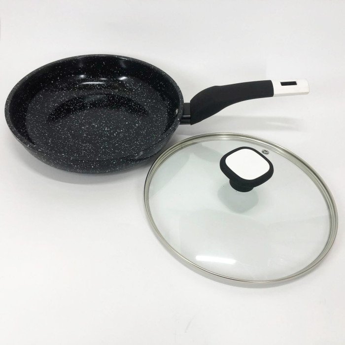 Сковорода UNIQUE UN-5144 22 см з кришкою темний граніт, Довговічні сковорідки, Ідеальна сковорода