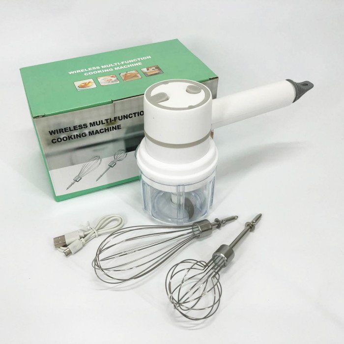 Ручний бездротовий міксер-подрібнювач 2 в 1. Колір: білий