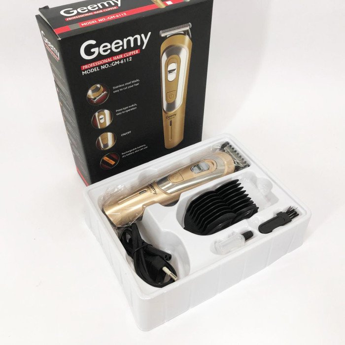 Бездротова машинка для стрижки волосся GEMEI GM-6112 акумуляторна. Колір: золотий