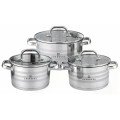 Набір посуду з нержавіючої сталі Edenberg EB-3741 зі скляними кришками 6 предметів