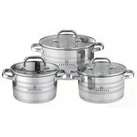 Набір посуду з нержавіючої сталі Edenberg EB-3741 зі скляними кришками 6 предметів