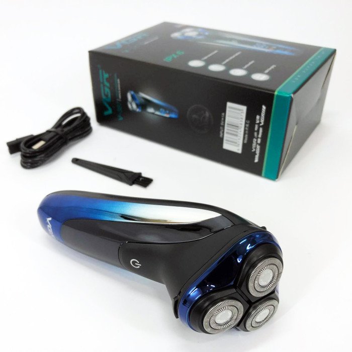 Електробритва VGR V-387 для чоловіків, роторна для вологого та сухого гоління, Бездротова електробритва